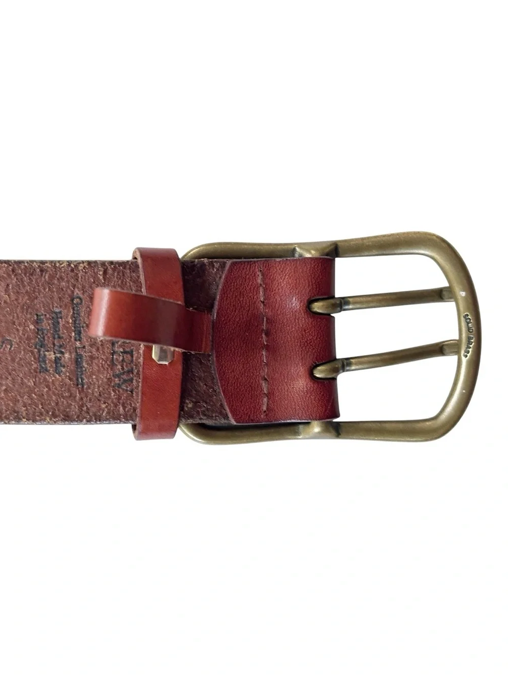 J. crew vintage hand made in England cut out design leather belt solid brass | S
